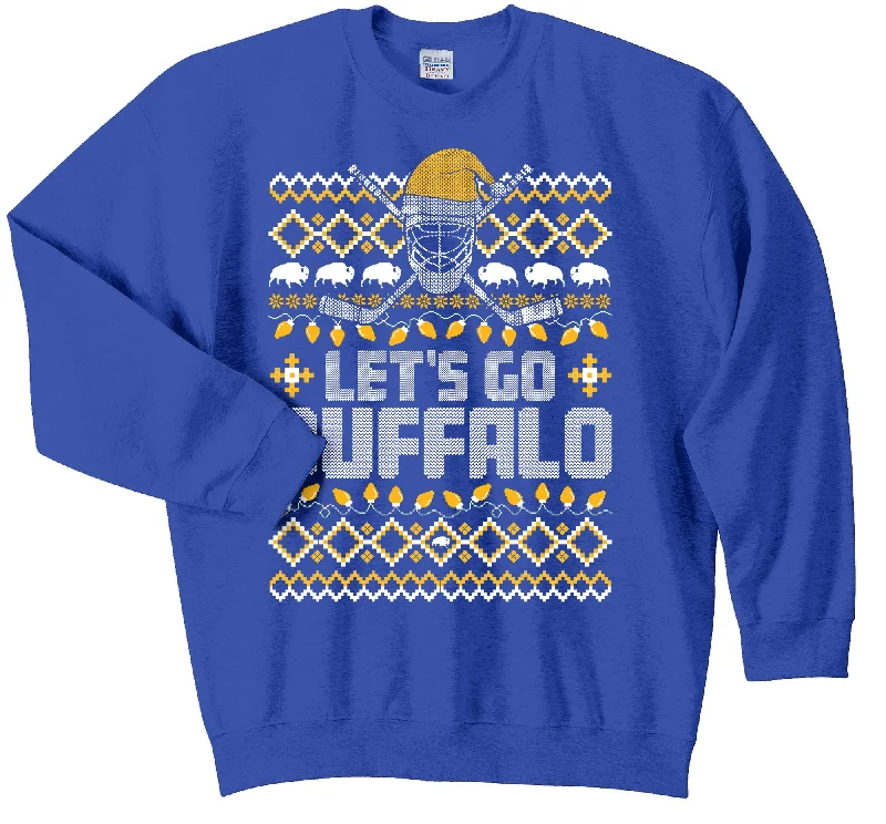 PREORDER - Let's Go Buffalo HOCKEY - ROYAL - Crewneck Xmas Sweatshirt