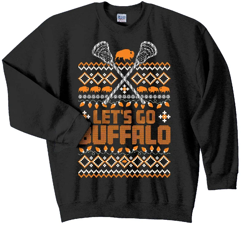 PREORDER - Let's Go Buffalo LAX - BLACK - Crewneck Xmas Sweatshirt