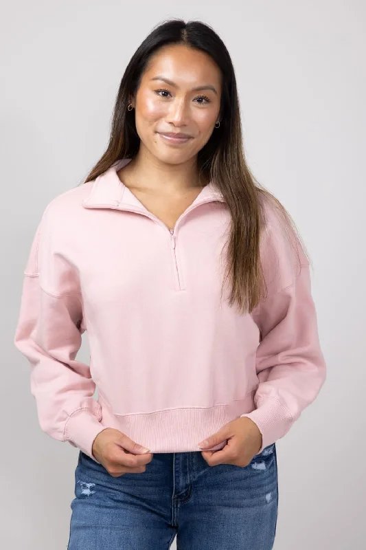 Reflex ¼ Zip Johnny Collar Pullover for Women in Pink | JK240-PINK