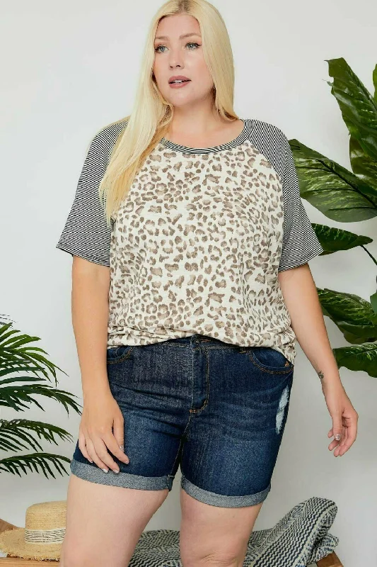 Adora Leopard Short Sleeve Plus Top