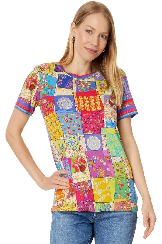 Johnny Was Women's The Janie Favorite Tee Short Sleeve Crew Neck Multicolor