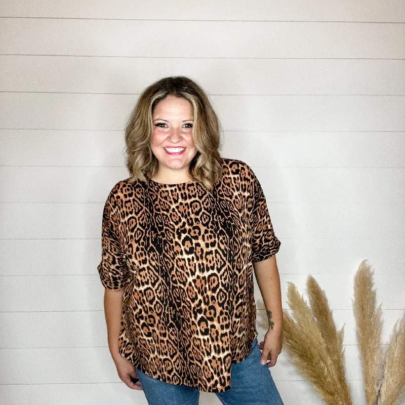 "Lynx" Animal Print Cuffed Short Sleeve