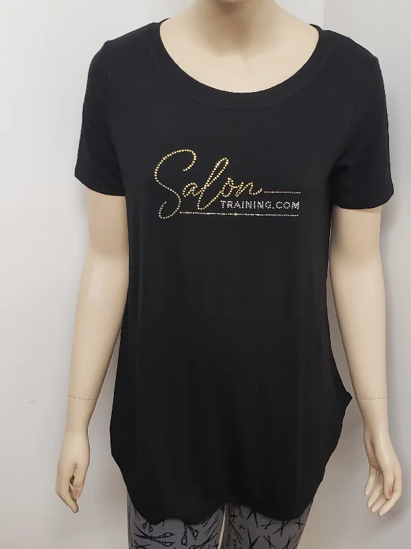 Salon Training Short Sleeve Top w Rhinestone Logo