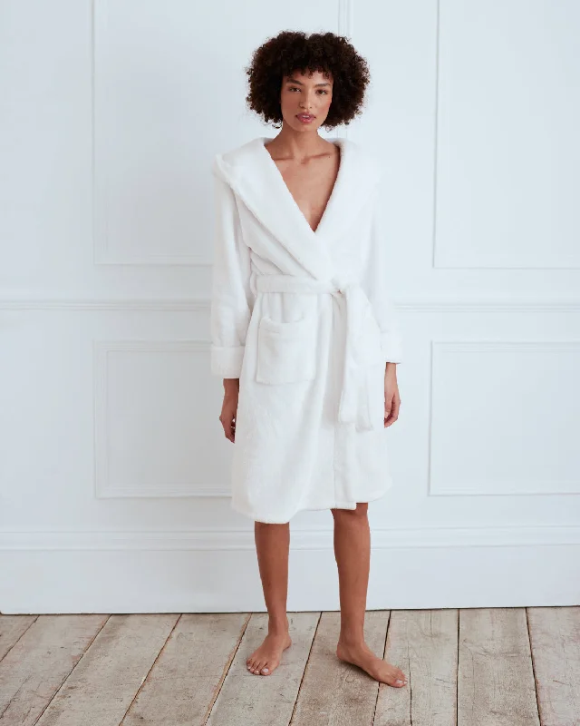 Fleece Dressing Gown - White