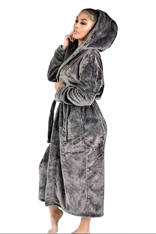 Grey Hooded Royalty Robe